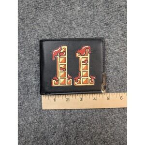 Wallet Mens Black Bifold Faux Leather ID Window Metal Money Clip Credit Card